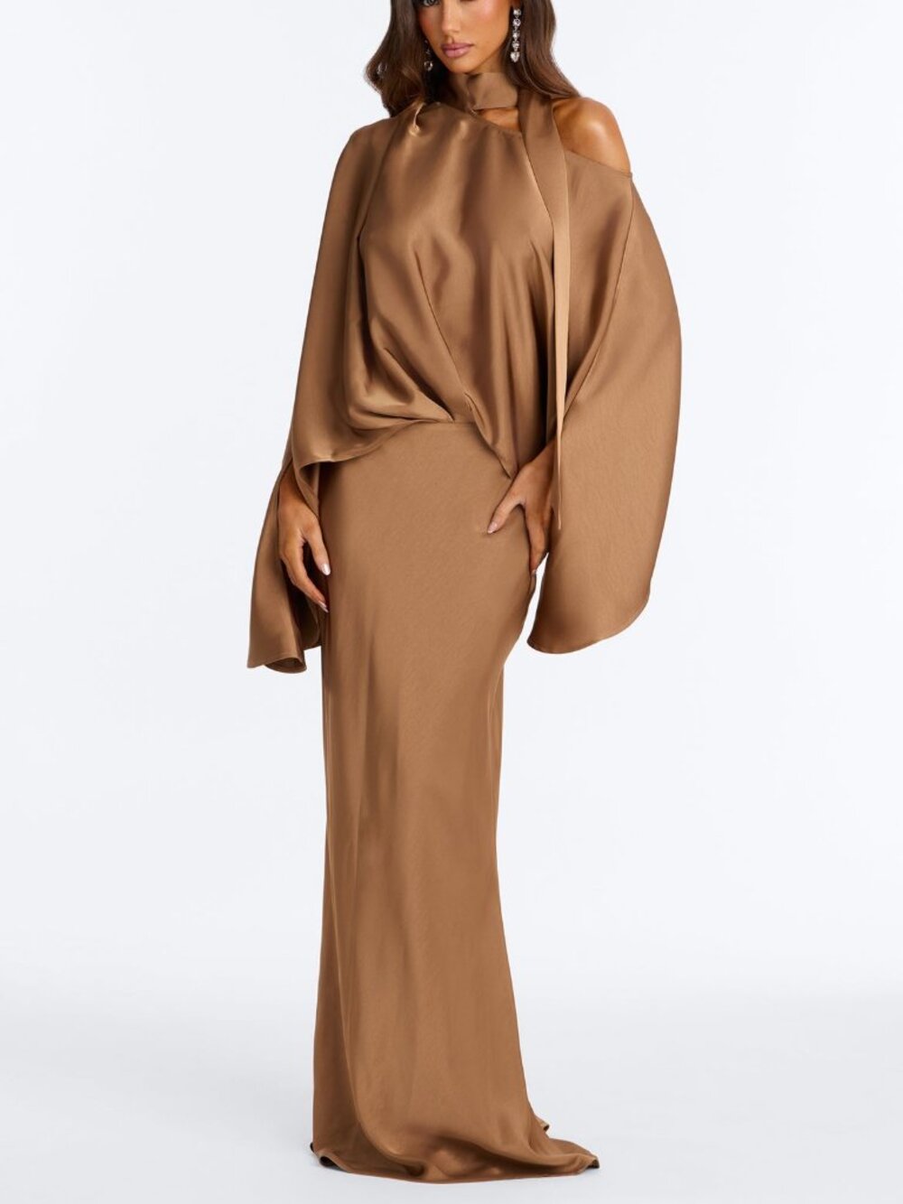 Drape Me Down Satin Maxi Dress